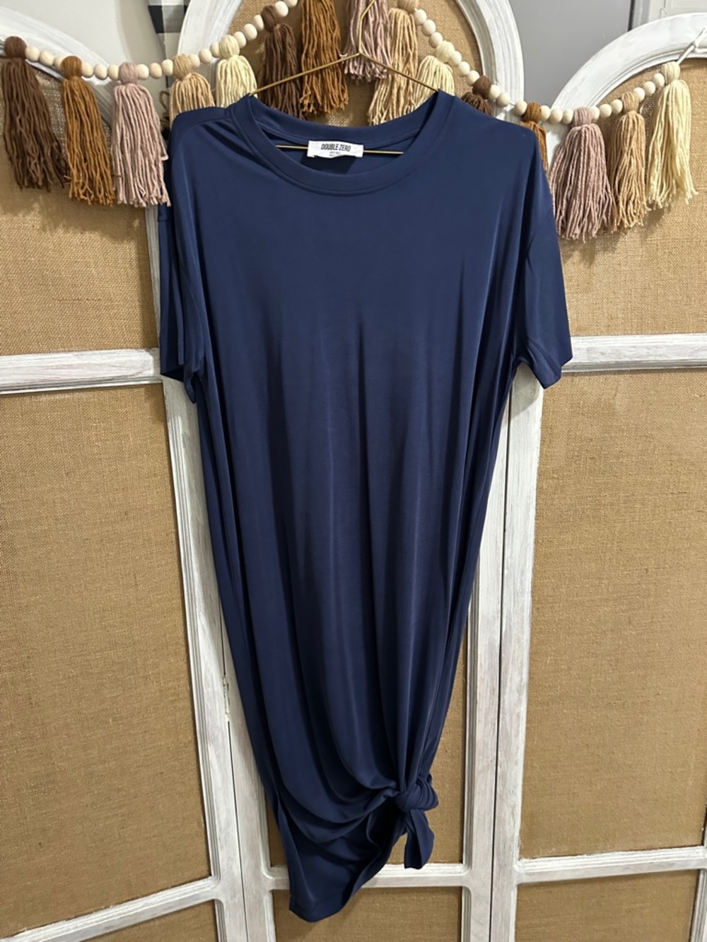 BUCKETLIST Navy Blue Midi Knot Tee Dress